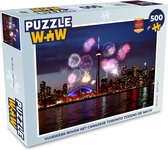 Puzzel Vuurwerk boven het Canadese Toronto tijdens de nacht - Legpuzzel - Puzzel 500 stukjes