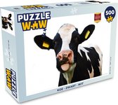 Puzzel Koe - Zwart - Wit - Legpuzzel - Puzzel 500 stukjes