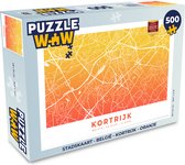 Puzzel Stadskaart - België - Kortrijk - Oranje - Legpuzzel - Puzzel 500 stukjes - Plattegrond