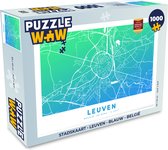 Puzzel Stadskaart - Leuven - Blauw - België - Legpuzzel - Puzzel 1000 stukjes volwassenen - Plattegrond