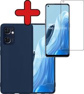 Hoesje Geschikt voor OPPO Find X5 Lite Hoesje Siliconen Case Hoes Met Screenprotector - Hoes Geschikt voor OPPO X5 Lite Hoes Cover Case - Donkerblauw