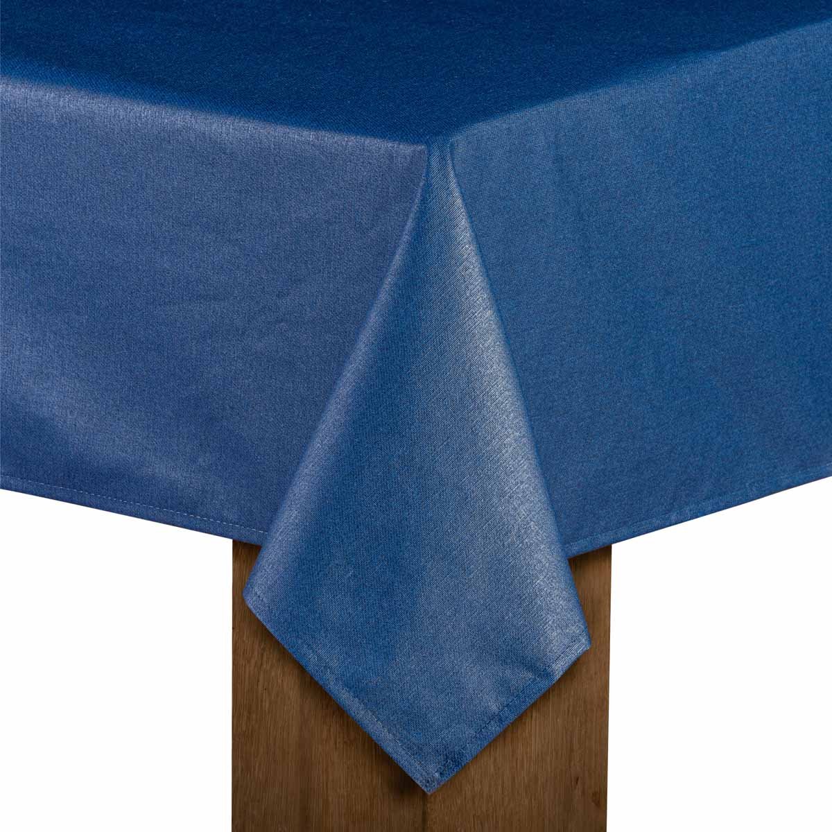 MixMamas Tafelkleed Gecoat - 140 x 250 cm - linnen look effen royal blue