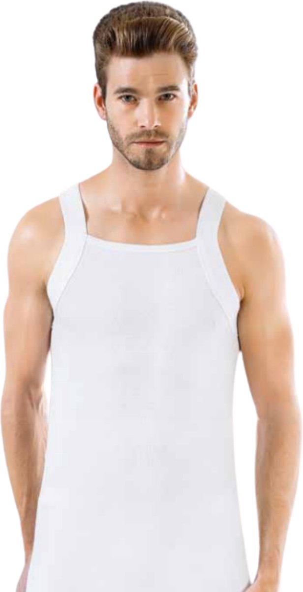 2 Pack Modieuse heren onderhemd- 100% katoen- Wit- Maat XXL