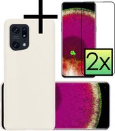 Hoes Geschikt voor OPPO Find X5 Hoesje Cover Siliconen Back Case Hoes Met 2x Screenprotector - Wit