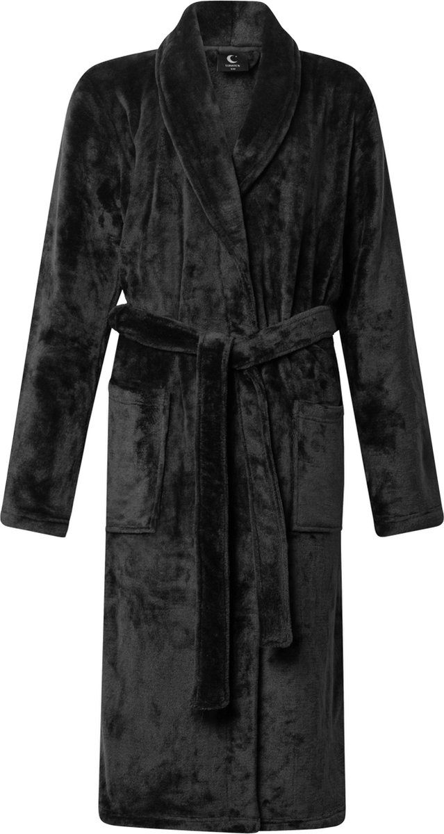 Lunatex - dames badjas - coral fleece - antraciet - S/M