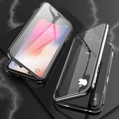 Voor iPhone XS Max Ultra Slim Dubbelzijdig Magnetische Adsorptie Hoekig Frame Gehard Glas Magneet Flip Case (Zwart)