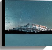 WallClassics - Canvas  - Bergen onder de Sterrenhemel - 30x30 cm Foto op Canvas Schilderij (Wanddecoratie op Canvas)