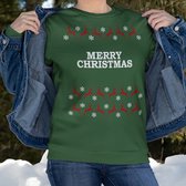 Kersttrui Rendieren - Met tekst: Merry Christmas - Kleur Groen - ( MAAT XL - UNISEKS FIT ) - Kerstkleding voor Dames & Heren