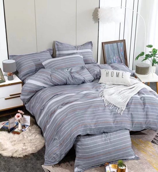 Dekbedovertrek - Micropercal - Soepel & Zacht - Lits-Jumeaux - 240 x 220 cm - Stripes