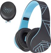 PowerLocus P2 Draadloze Over Ear Koptelefoon - Bluetooth 5.0 - Deep Bass - 20 Uur Speeltijd - Opbergtas - [Upgrade Zwart/Blauw]