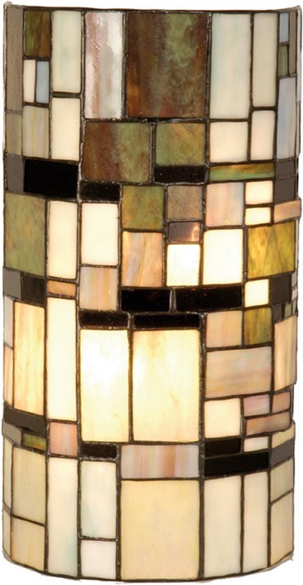 Wandlamp Tiffany 20x11x36 cm Beige Bruin Kunststof Ijzer Halfrond Muurlamp Sfeerlamp Tiffany Lamp