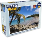 Puzzel Een tropisch strand met een palmboom op Sint Maarten - Legpuzzel - Puzzel 1000 stukjes volwassenen