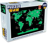 Puzzel Wereldkaart Kinderen - Roze - Dieren - Legpuzzel - Puzzel 500 stukjes