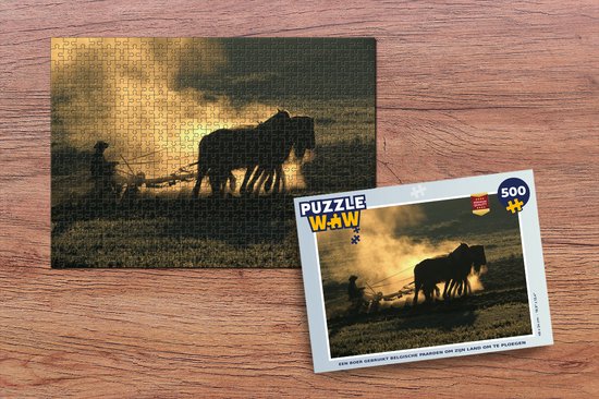 Puzzel Een boer gebruikt Belgische paarden om zijn land om te ploegen