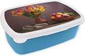 Broodtrommel Blauw - Lunchbox - Brooddoos - Stilleven - Zomer - Kleuren - 18x12x6 cm - Kinderen - Jongen