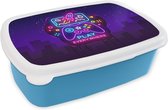 Lunchbox Blauw - Lunchbox - Breadbox - Gaming - Neon - Play - Blauw - Night - Controller - 18x12x6 cm - Enfants - Garçon
