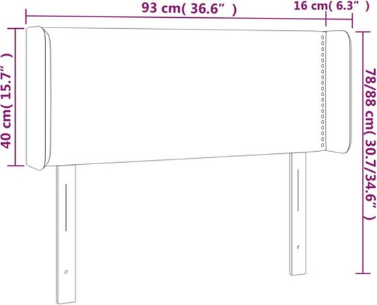 vidaXL-Hoofdbord-met-randen-93x16x78/88-cm-stof-taupe