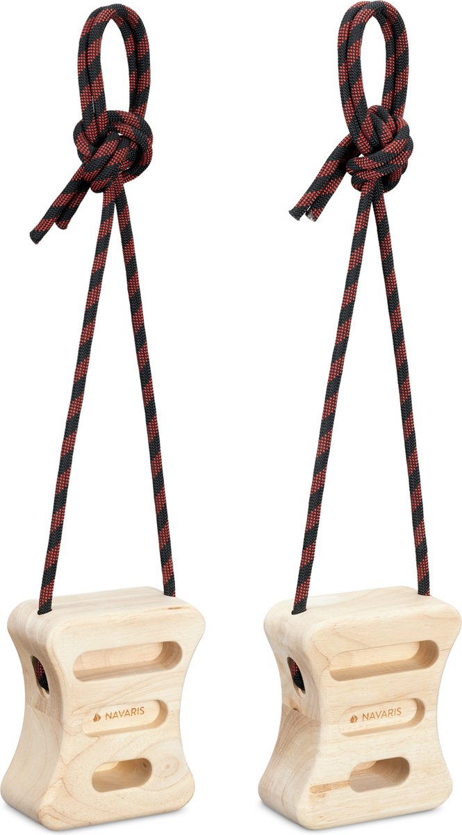 Navaris Set van twee houten hangboards - 2x Trainingsbord voor klimmers - Om vingerkracht te trainen - Klimbord om klimmen en bouldern te oefenen
