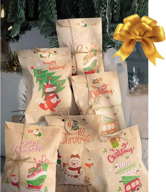 Honderd jaar boezem Voor u Kerst Verpakking - 24 stuks - Kerst Doos - Cadeau Verpakking - Zakjes -  Cadeauzakjes... | bol.com