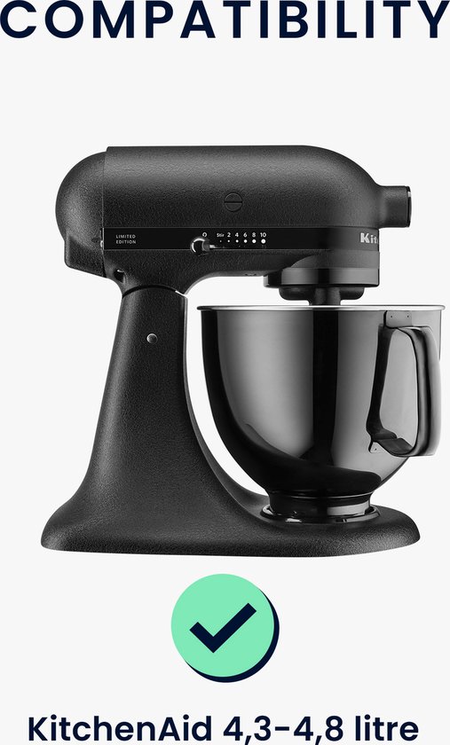 kwmobile beschermhoes voor staande mixer - geschikt voor KitchenAid 4,3-4,8 liter - 3 zijvakken - Afdekhoes van TPU in transparant / zwart van Merkloos — afbeelding 3