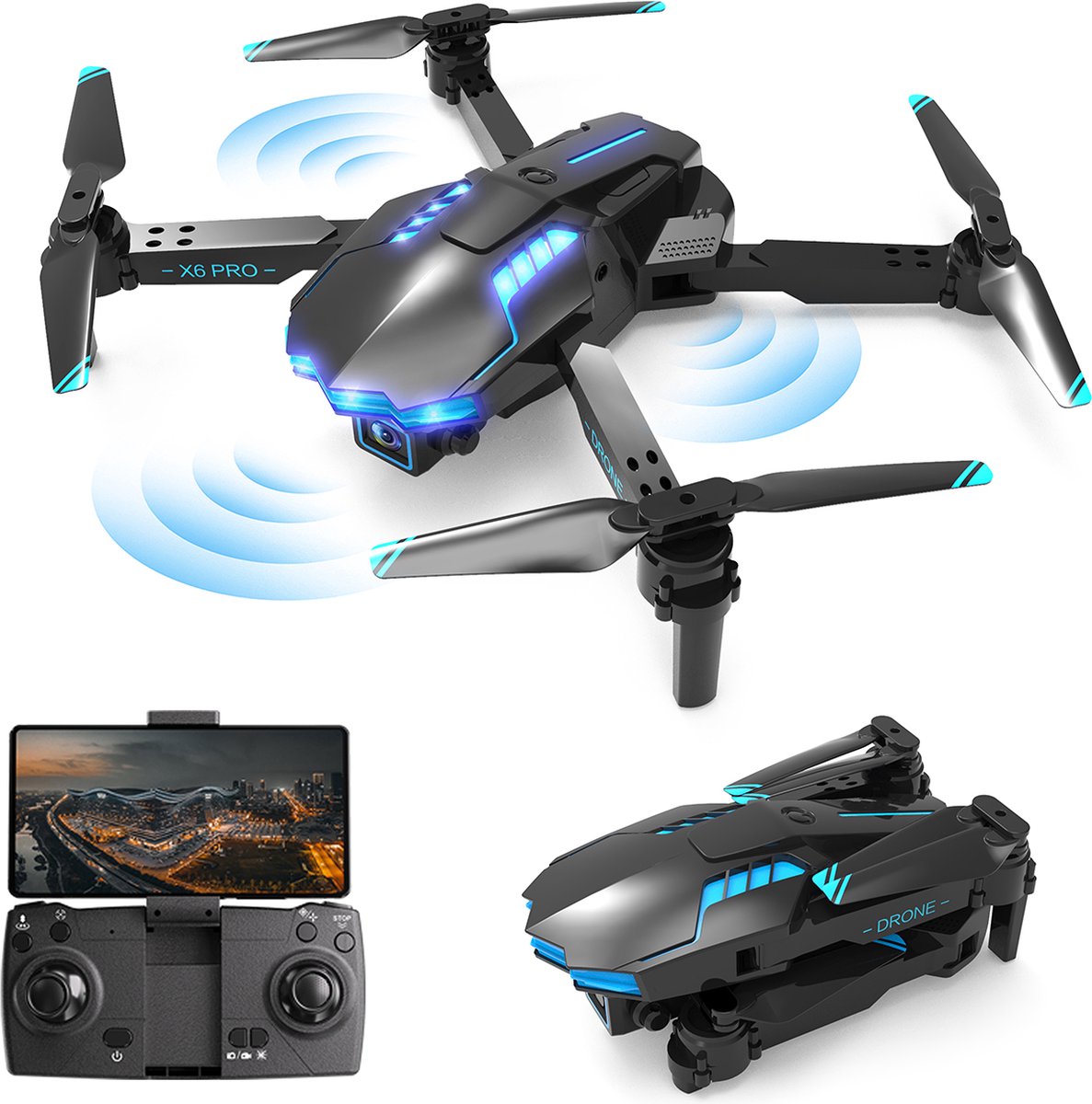 Drone 4K resolutie - XD6 pro - zwart - met wifi functie - Gyro - 2.4ghz - realtime transmissie - Xd Xtreme