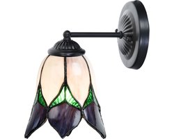 Tiffany wandlamp zwart met Lovely Flower Purple - Art Deco Trade