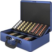 ACROPAQ Geldkistje - Premium, Grot, Geldkist met sleutel, 36 x 27 x 11 cm - Geldkluis met muntsorteerder, Geldlade - Blauw