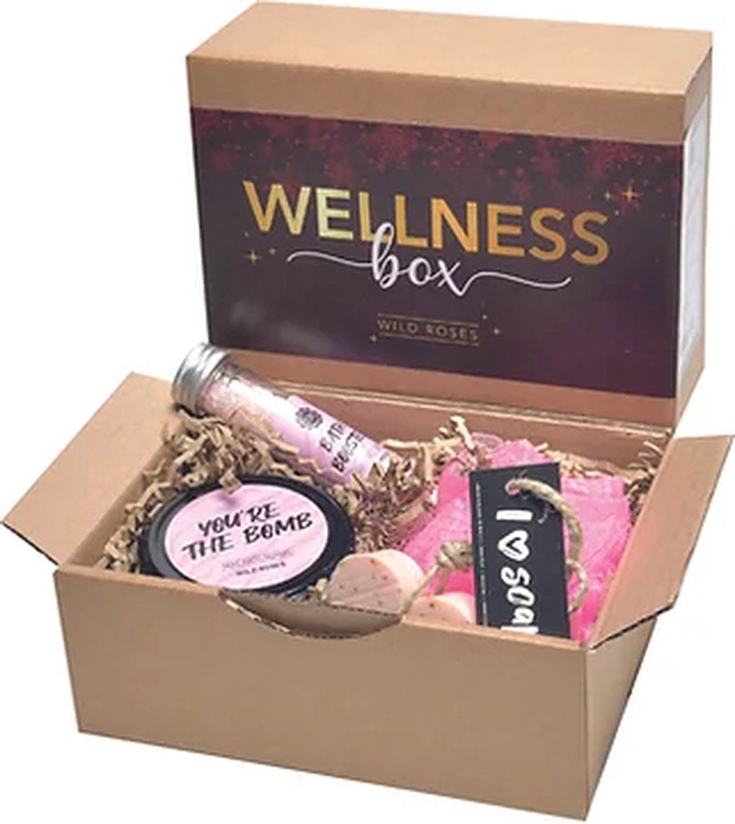 Goedkoopste Wellness box Wild Roses - cadeau vrouw - cadeau kerst - cadeau sint - badgeschenkset