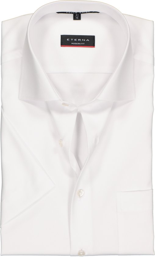 ETERNA modern fit overhemd - niet doorschijnend twill met korte mouw - wit - Strijkvrij - Boordmaat:
