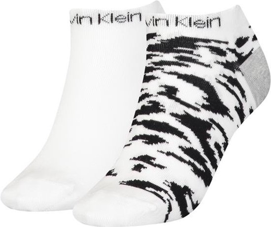 Calvin Klein Sneaker Leopard (2-pack) - dames enkelsokken - wit - Maat: One size