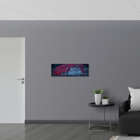 WallClassics - Dibond - Arbre aux feuilles rouges - Photo sur aluminium 90x30 cm (avec système de suspension)