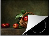KitchenYeah® Inductie beschermer 60x52 cm - Rustiek - Appel - Fruit - Rood - Mand - Stilleven - Kookplaataccessoires - Afdekplaat voor kookplaat - Inductiebeschermer - Inductiemat - Inductieplaat mat
