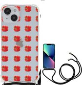 Shockproof Case Geschikt voor iPhone 14 Extreme Case met transparante rand Paprika Red
