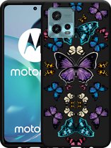 Motorola Moto G72 Hoesje Zwart Vlinder Symmetrie - Designed by Cazy
