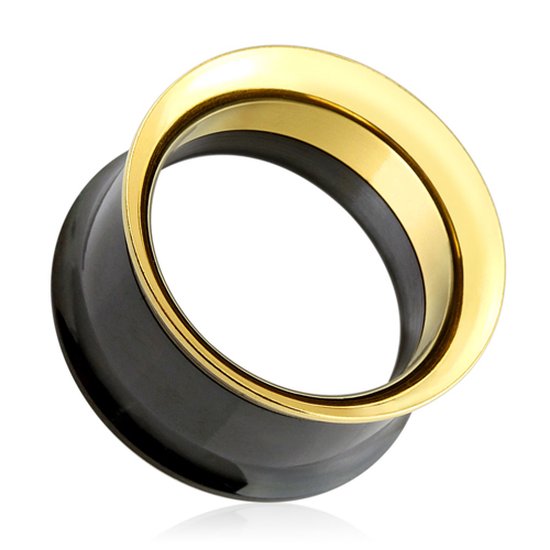 3 mm double flared screw fit tunnel zwart/goud