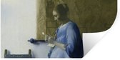 Muurstickers - Sticker Folie - Brieflezende vrouw in het blauw - Johannes Vermeer - 160x80 cm - Plakfolie - Muurstickers Kinderkamer - Zelfklevend Behang - Zelfklevend behangpapier - Stickerfolie