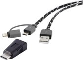 Renkforce USB-kabel USB 2.0 USB-A stekker, USB-C stekker, USB-micro-B stekker, Apple Lightning stekker 0.20 m Camouflag