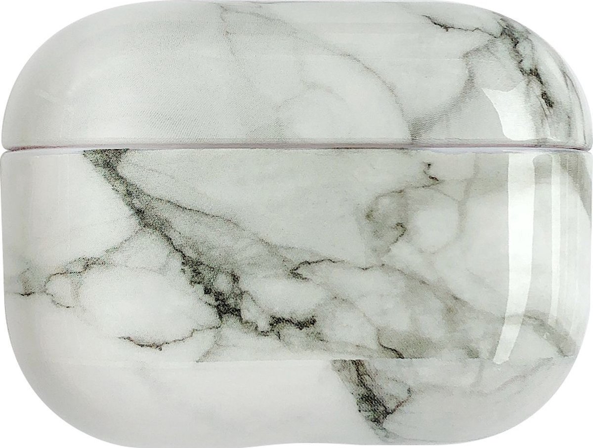 Mobigear Marble Hoesje geschikt voor Apple AirPods Pro 2 Hardcase Hoesje - Zwart / Wit