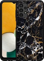 Hardcase Hoesje Geschikt voor Samsung Galaxy A13 4G Zwart Goud Marmer