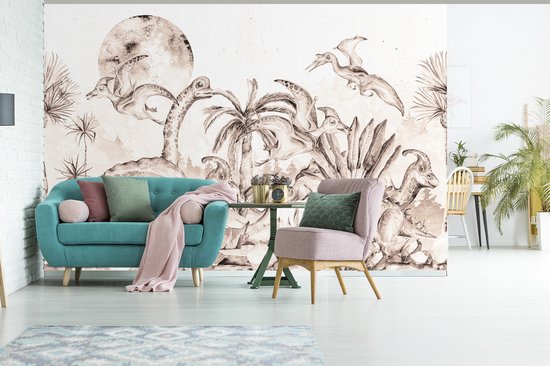 Papier Peint - Papier Papier peint photo Dino - Enfants - Décoration Jungle - Largeur 360 cm x Hauteur 240 cm