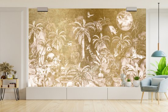Papier peint - Papier peint photo peint Jungle - Or - Enfants - Largeur 360 cm x hauteur 240 cm