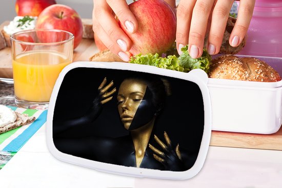 Boîte à pain Wit - Lunch box - Boîte à pain - Maquillage - Art - Femme - Luxe - Or - 18x12x6 cm - Adultes