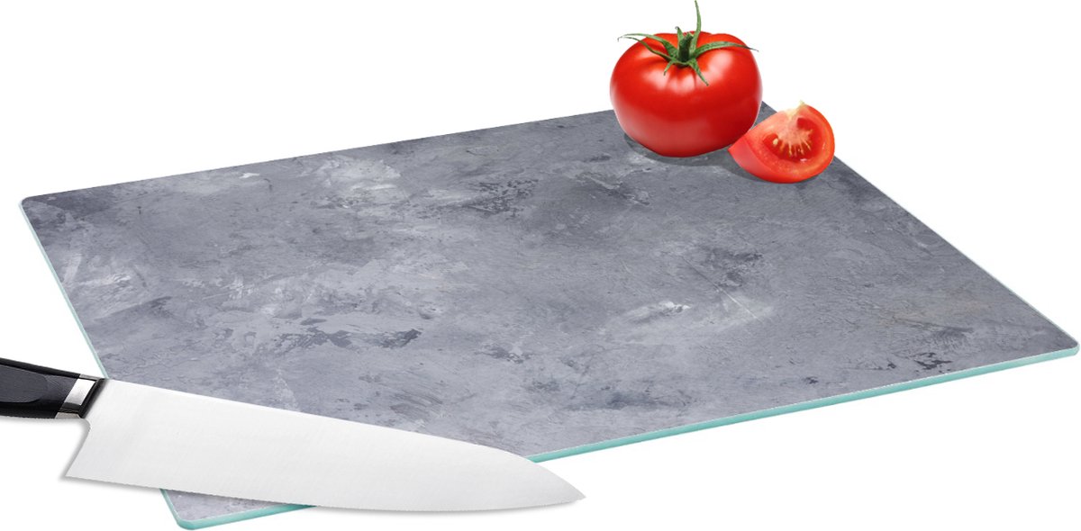 Glazen Snijplank - 39x28 - Leisteen - Beton - Retro - Structuren - Grijs - Rustiek - Snijplanken Glas