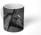 Mok - Koffiemok - Paard - Dieren - Zwart - Wit - Portret - Mokken - 350 ML - Beker - Koffiemokken - Theemok