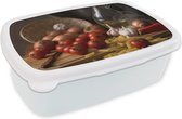 Broodtrommel Wit - Lunchbox - Brooddoos - Snijplank - Groente - Stilleven - Pasta - Uit - Tomaat - Snijplank - 18x12x6 cm - Volwassenen