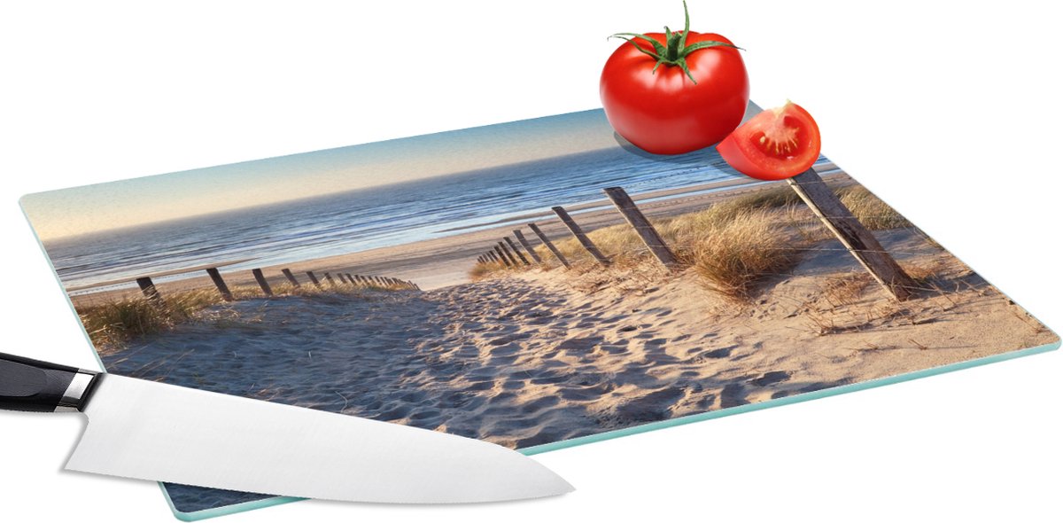 Glazen Snijplank - 39x28 - Strand - Zee - Nederland - Duinen - Zon - Snijplanken Glas