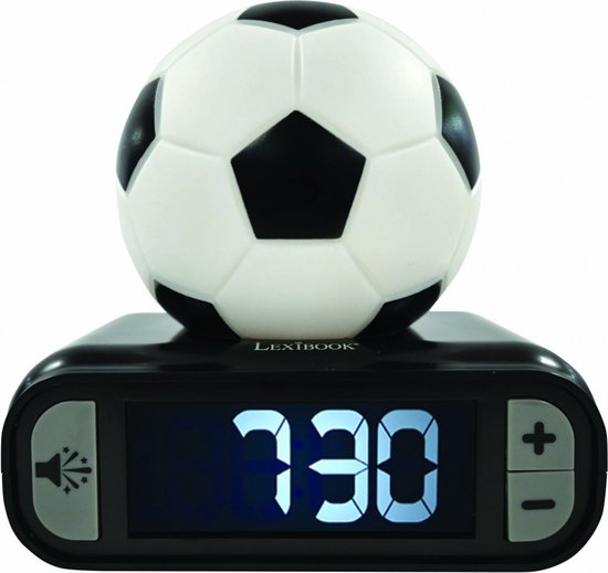 Lexibook - Réveil Digital Voetbal avec Eclairage Veilleuse, Fonction Snooze, Klok, Football Lumineux, Couleur Noir - RL800FO