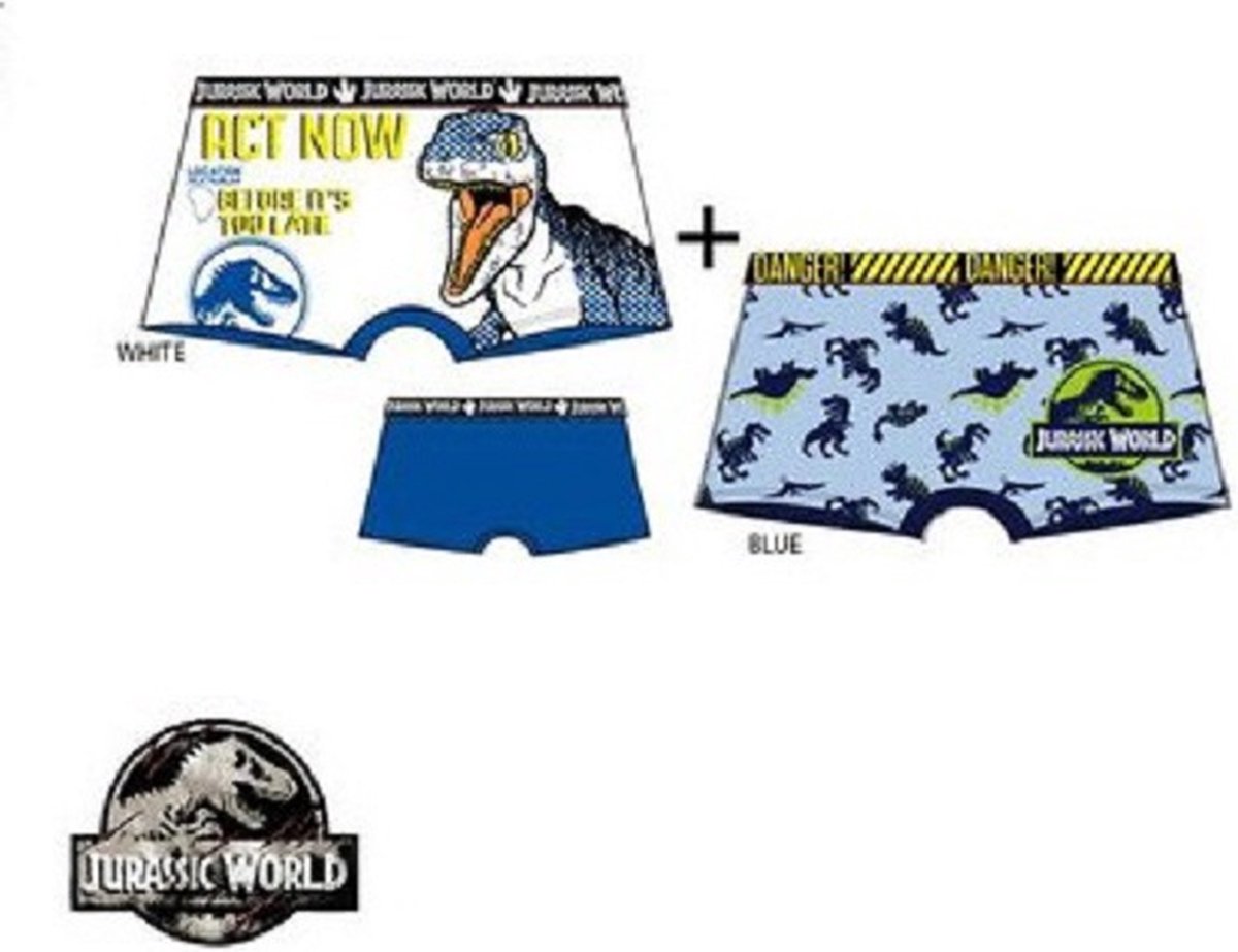 Dinosaurus boxershort - Dino - Jurassic world - organic cotton certified - 2 stuks - maat 2/3 jaar