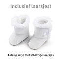 Paar schattige, witte, gevoerde laarsjes met knoopsluiting. Inclusief laarsjes!