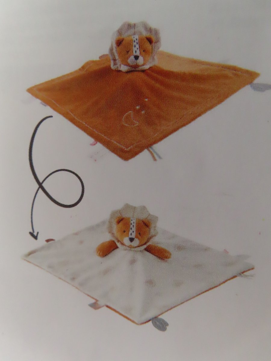 Noukie's - Babou et Kendi - Doudou couverture Ours beige caramel 50 X 50 cm
